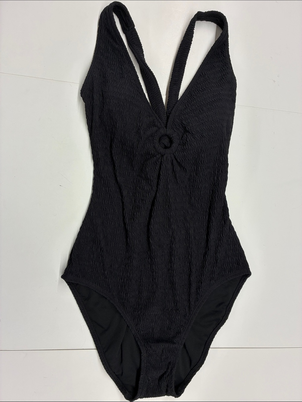 NEW Shadr & Shore Textured One-Piece Swimsuit with Ring Detail Size Large